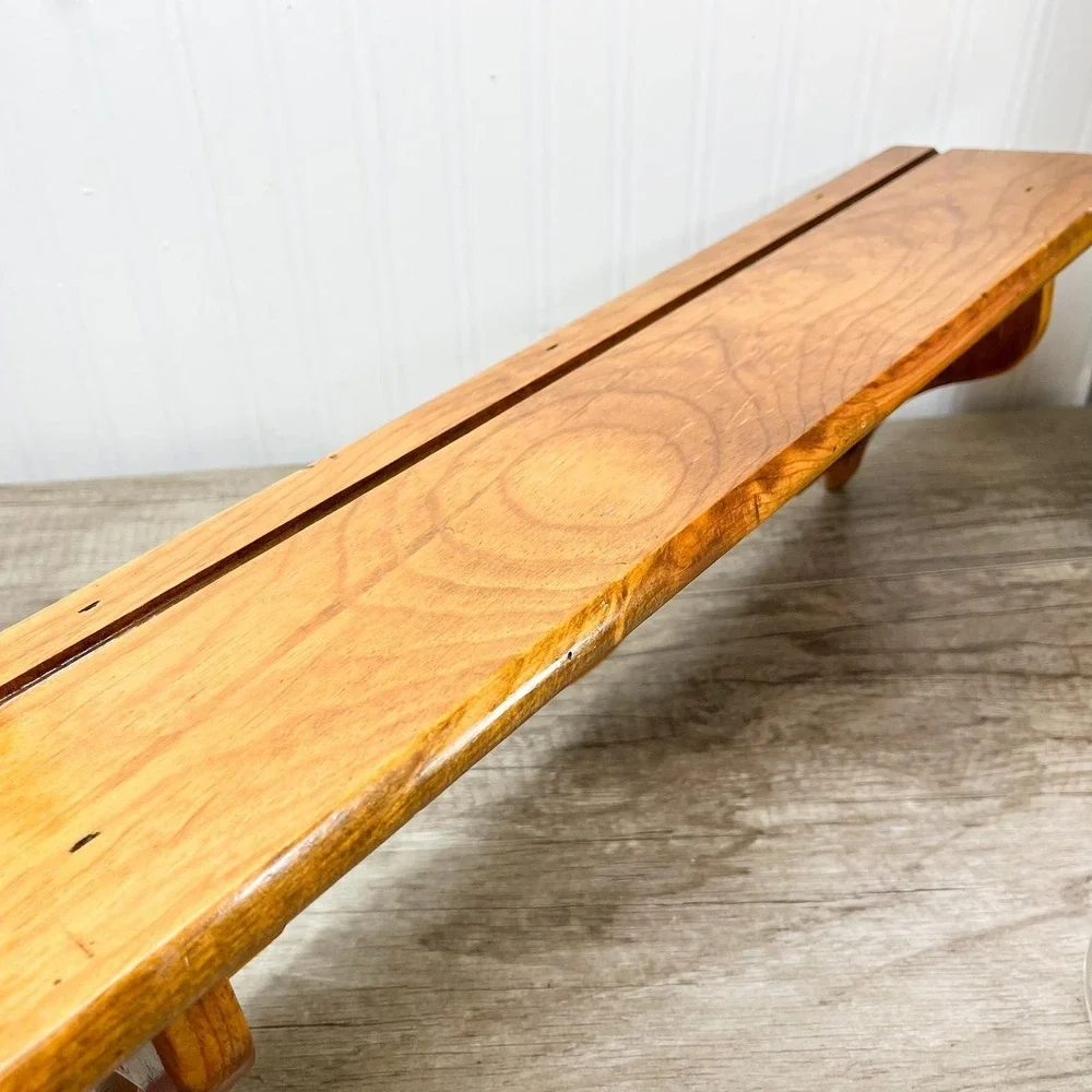 Mid-Century Modern Heart Cutout Shelf - Vintage Wooden Curio